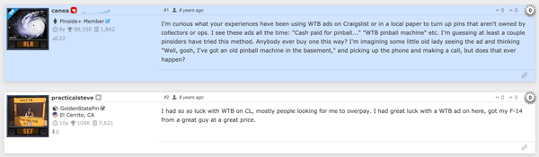 A forum user inquiring about Craigslist WTB ads