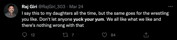 A use of yuck your yum on Twitter