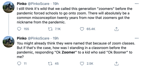 Yes, the term zoomer pre-dated the Zoom app