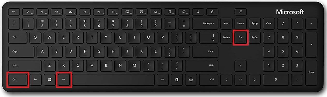 Alt-Control-Delete on a Microsoft keyboard