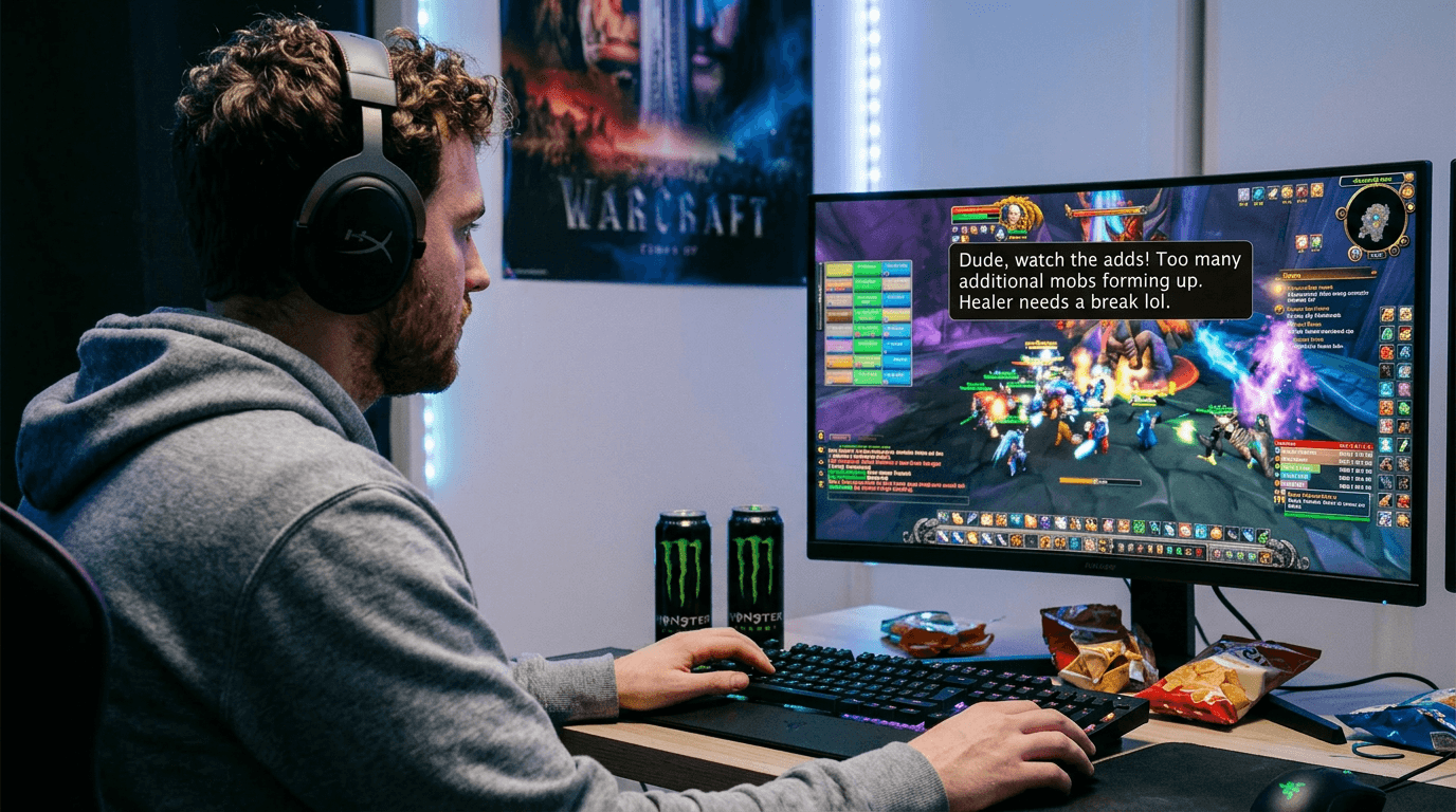 WoW gamer encountering adds