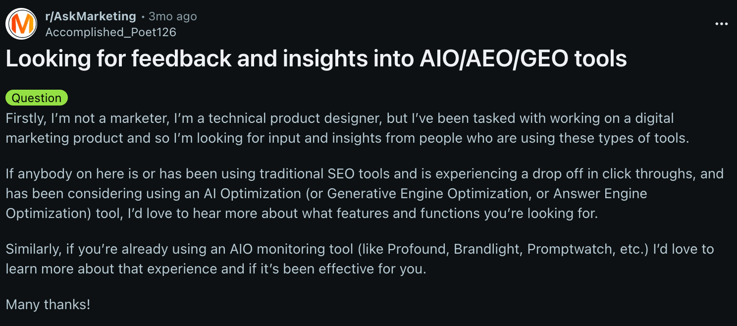 AEO question on Reddit