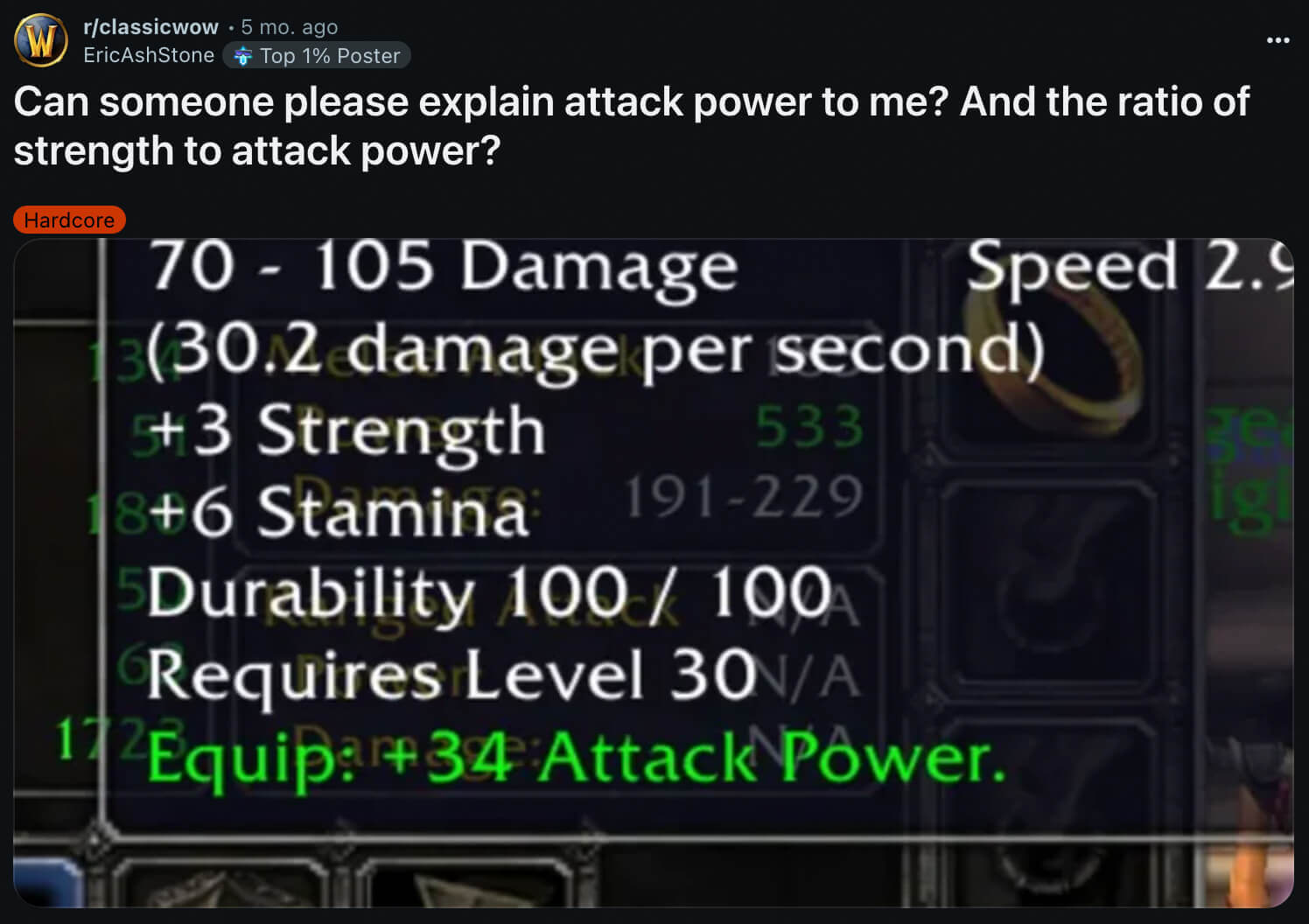 WoW AP in a Reddit post