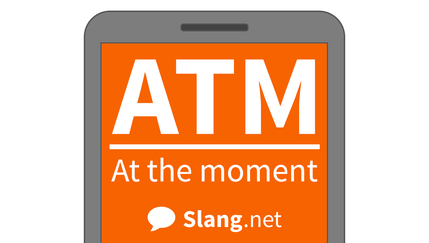 You may see &quot;ATM&quot; (or &quot;atm&quot;) in messages to mean &quot;at the moment&quot;