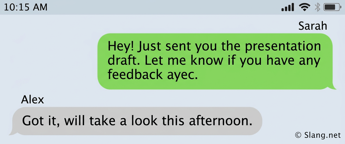Texting convo with AYEC