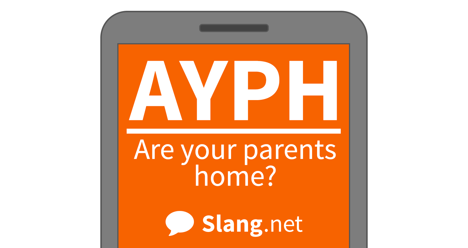 You will likely see AYPH in messages online and in texts