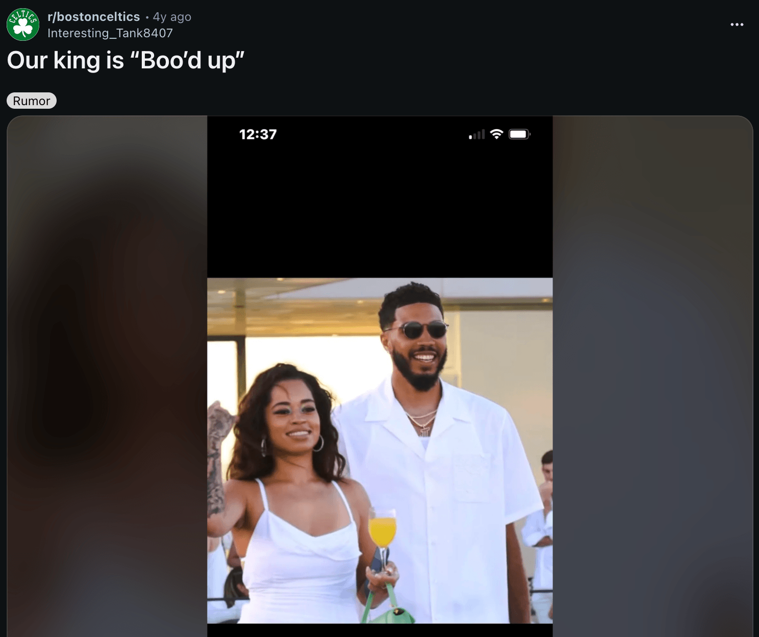 Reddit post about Jayson Tatum boo'd up
