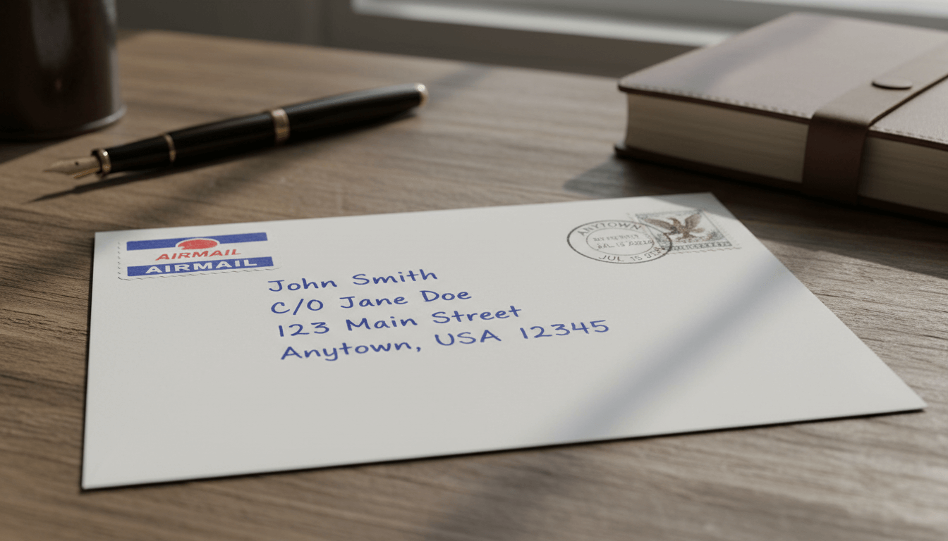 A piece of mail with C/O in the address