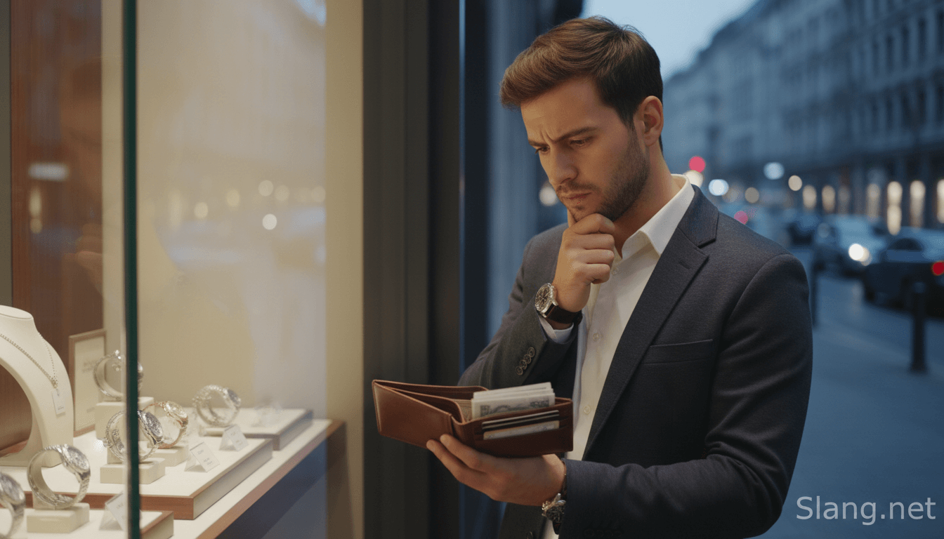 A person being choiceful about purchasing a watch