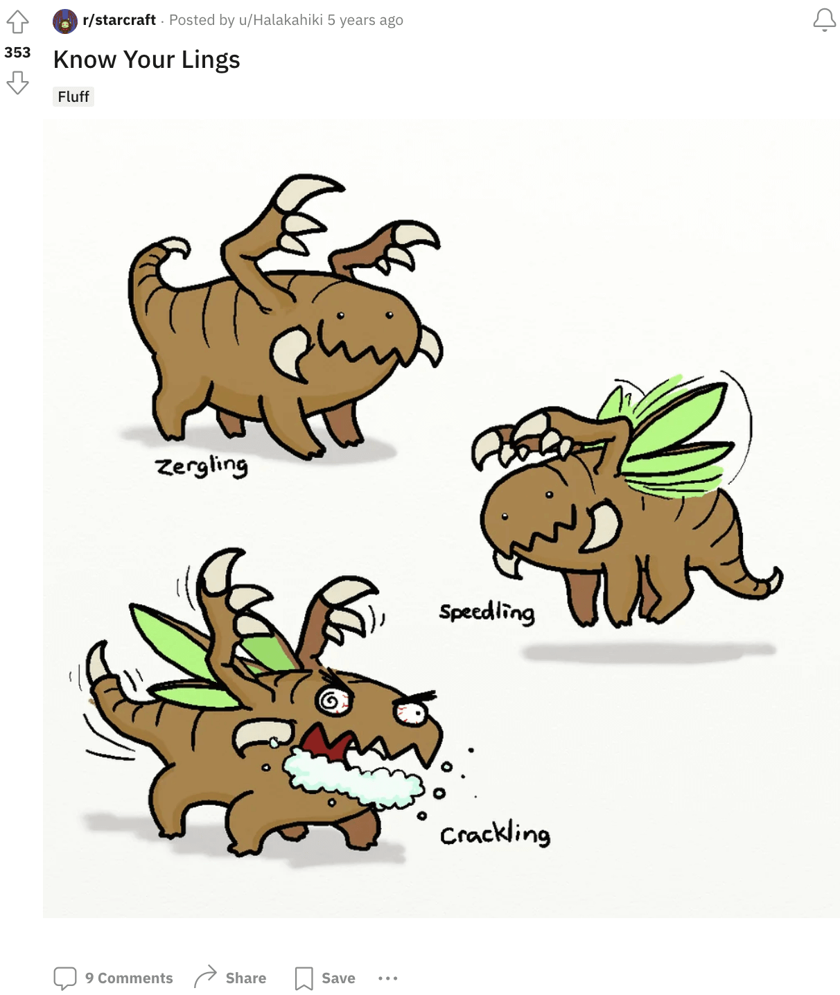 Fanart of the various lings, including cracklings (by ketrinadrawsalot)