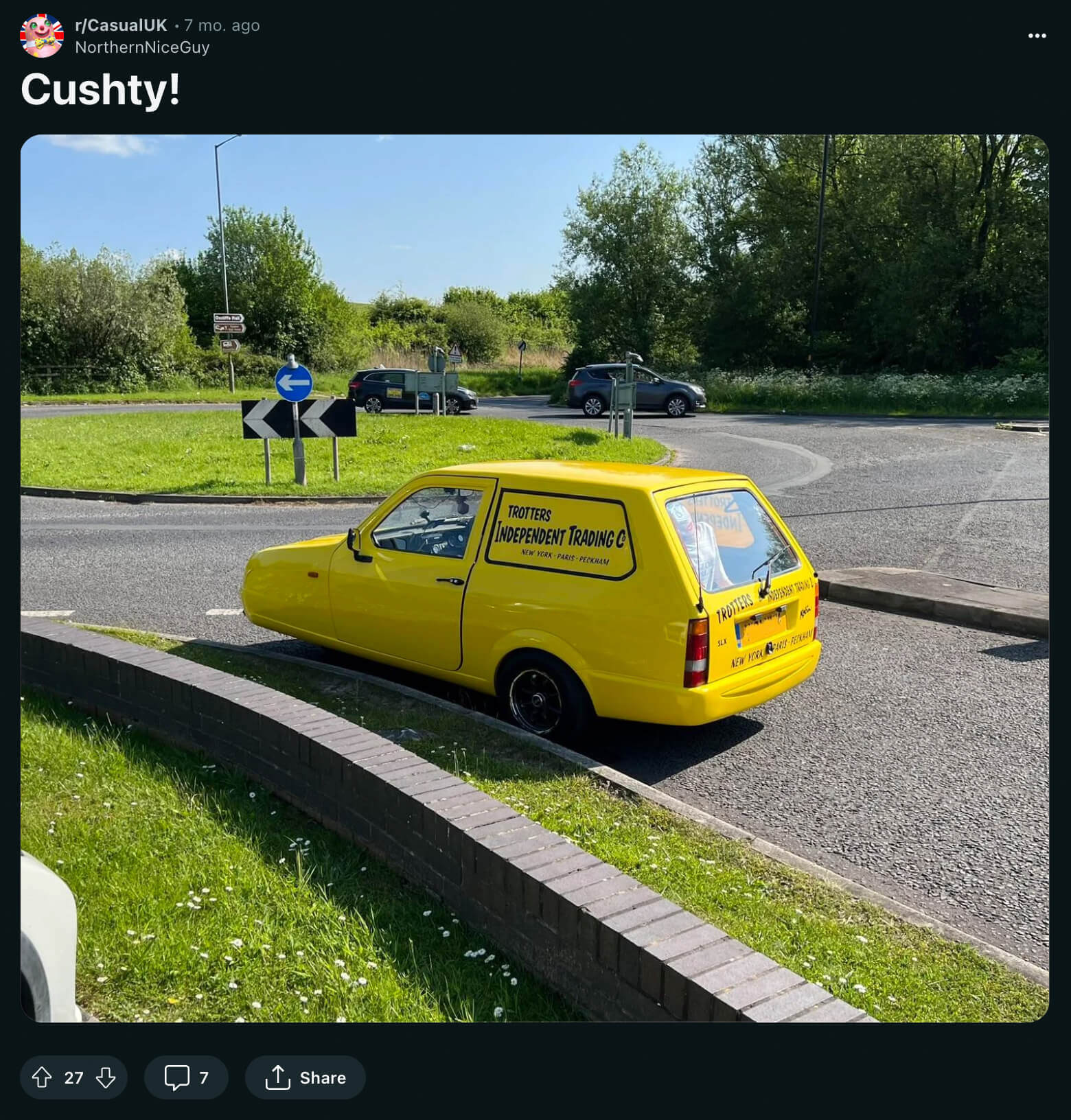 Redditor appreciation of the unique yellow vehicle