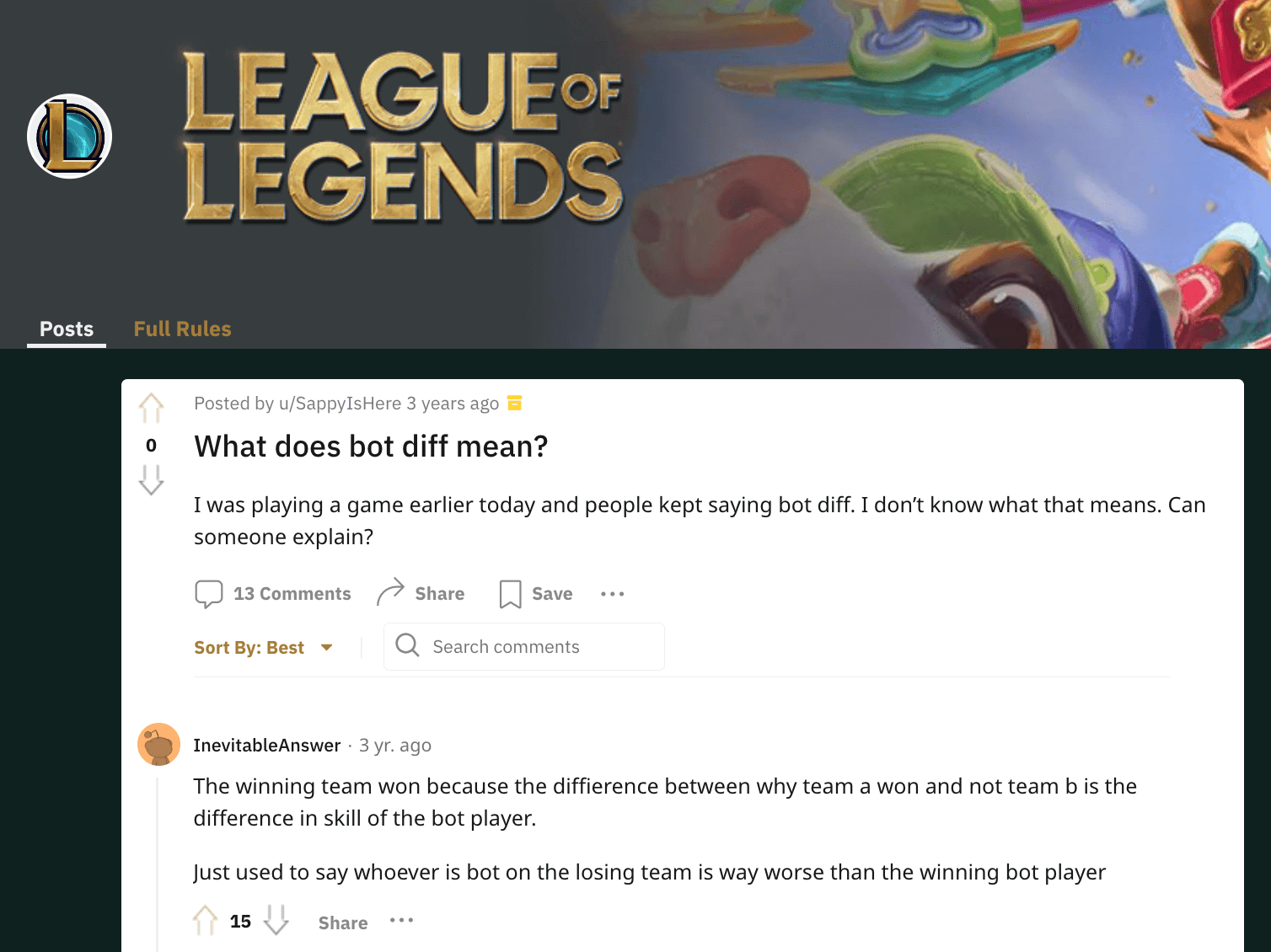 A League of Legends player explaining what diff means
