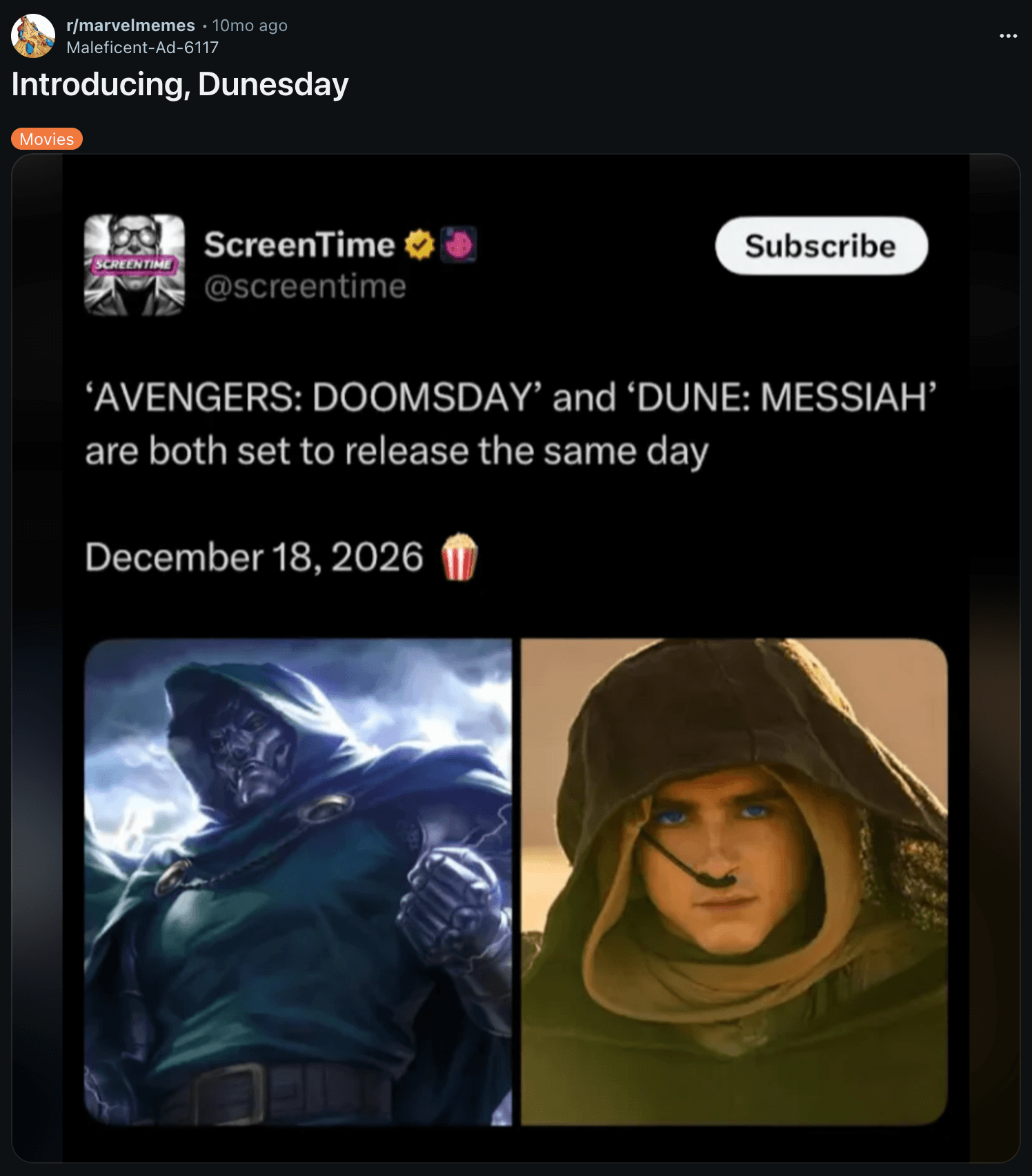 Dunesday post on Reddit