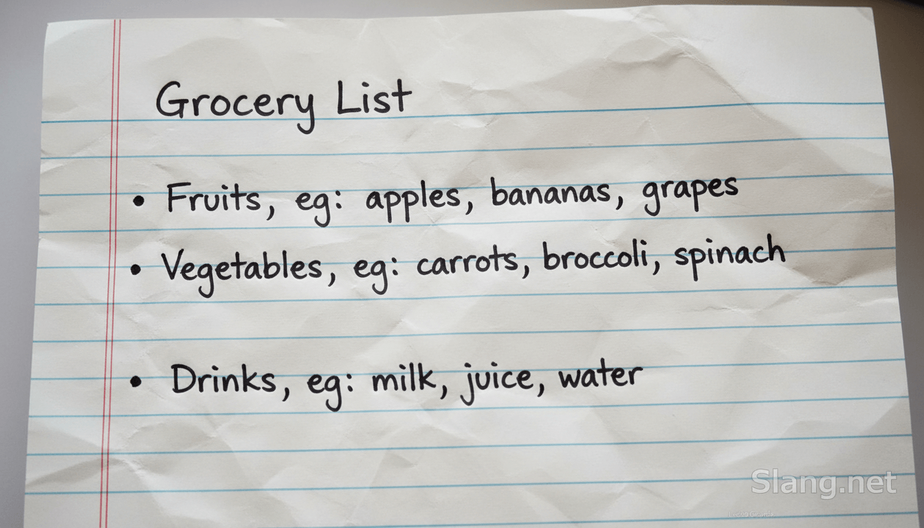EG in a grocery list