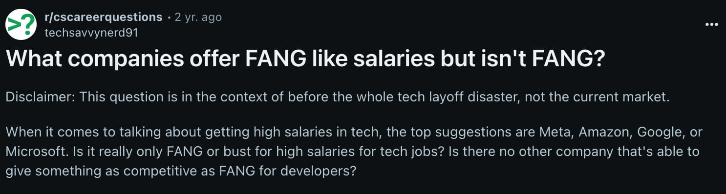 Redditor looking for a FANG salary