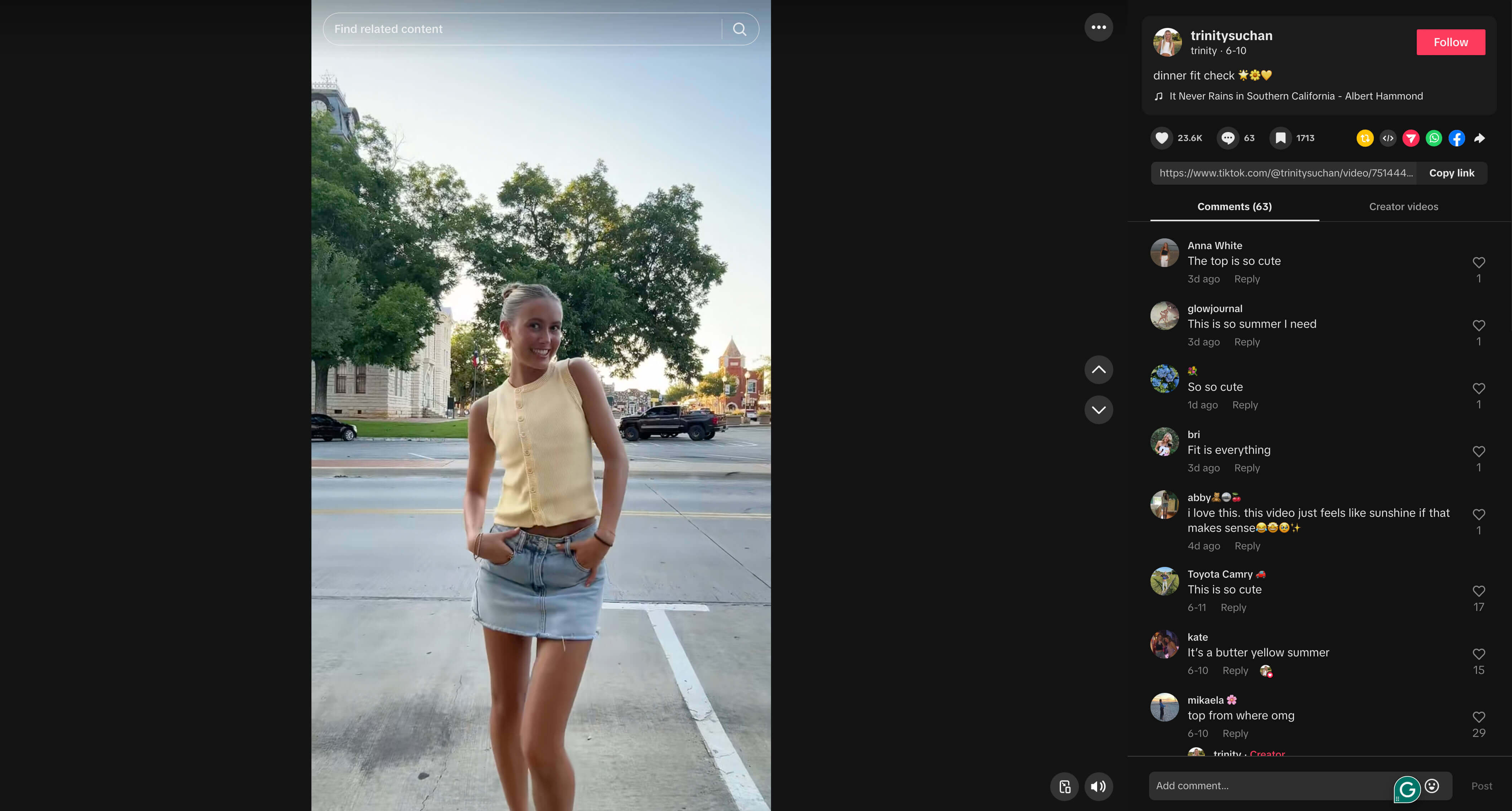 Dinner fit check on TikTok