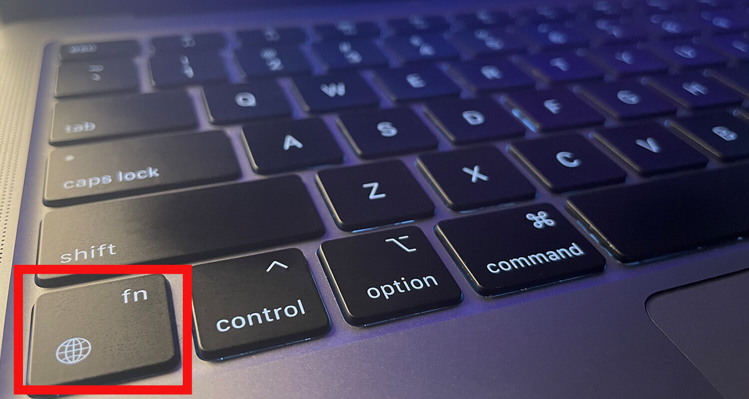 The fn key on a MacBook Air keyboard