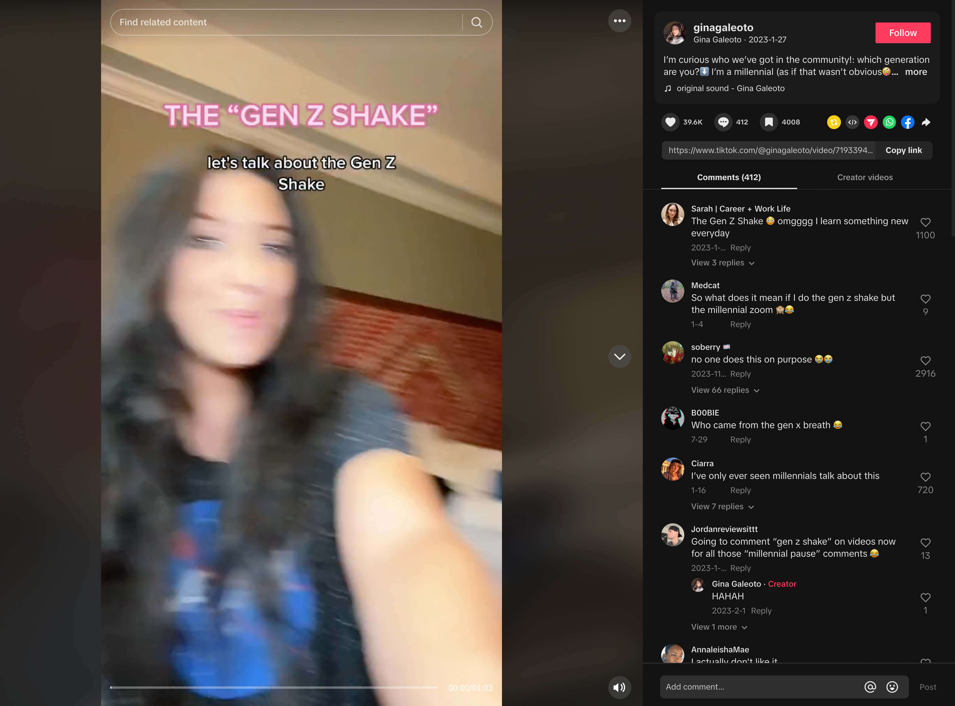 Gen Z shake on TikTok