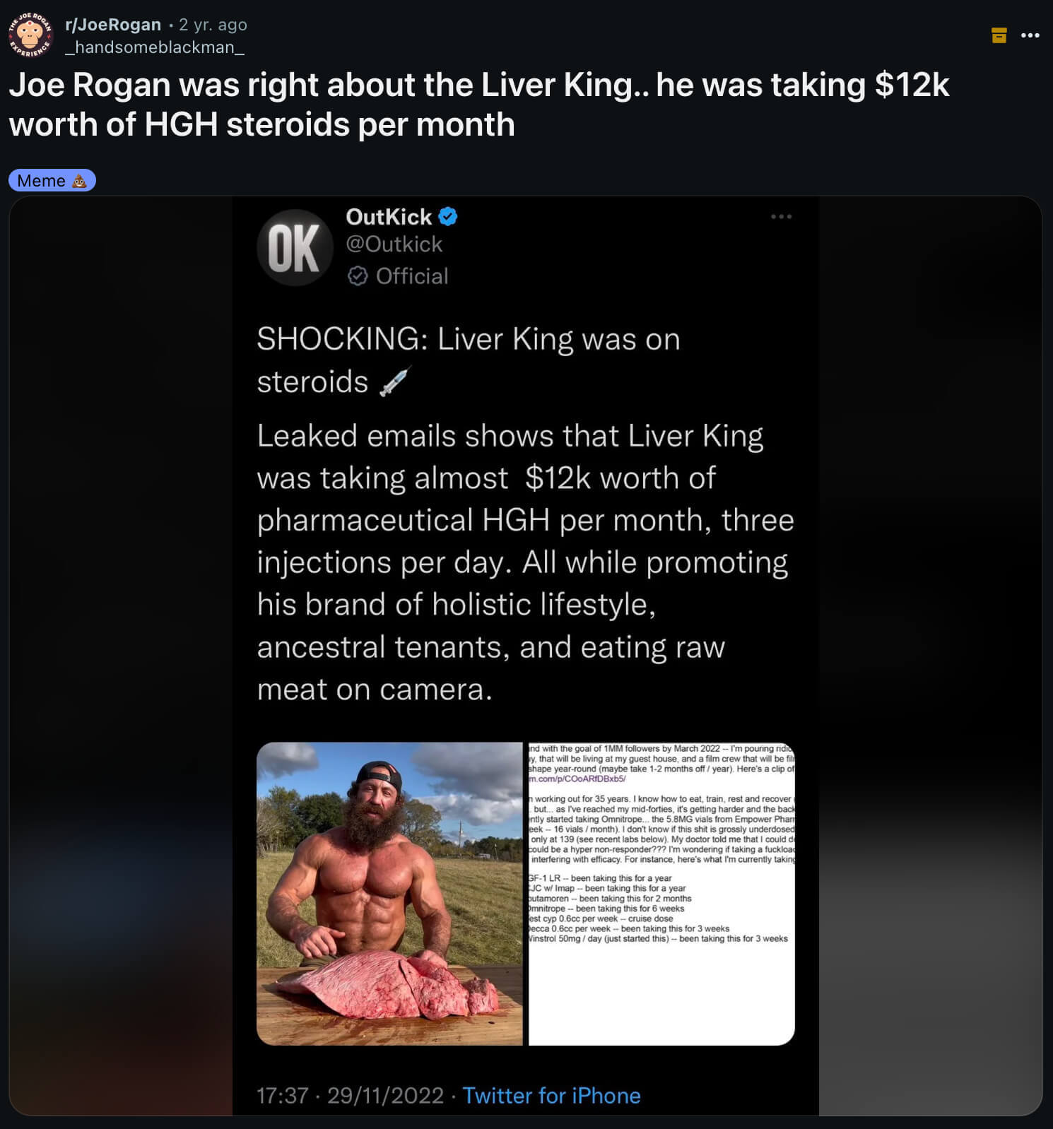 HGH post about the Liver King