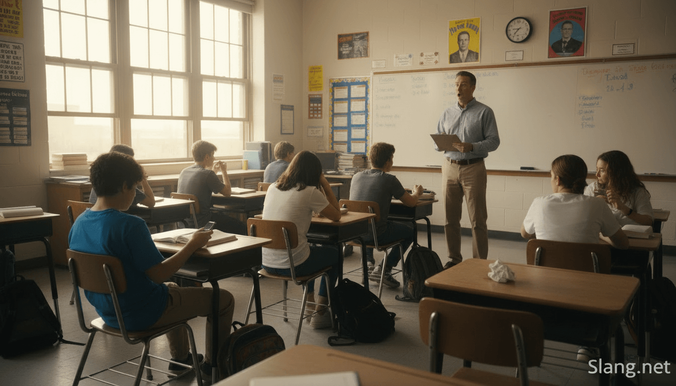 A high school hr with the teacher taking attendance