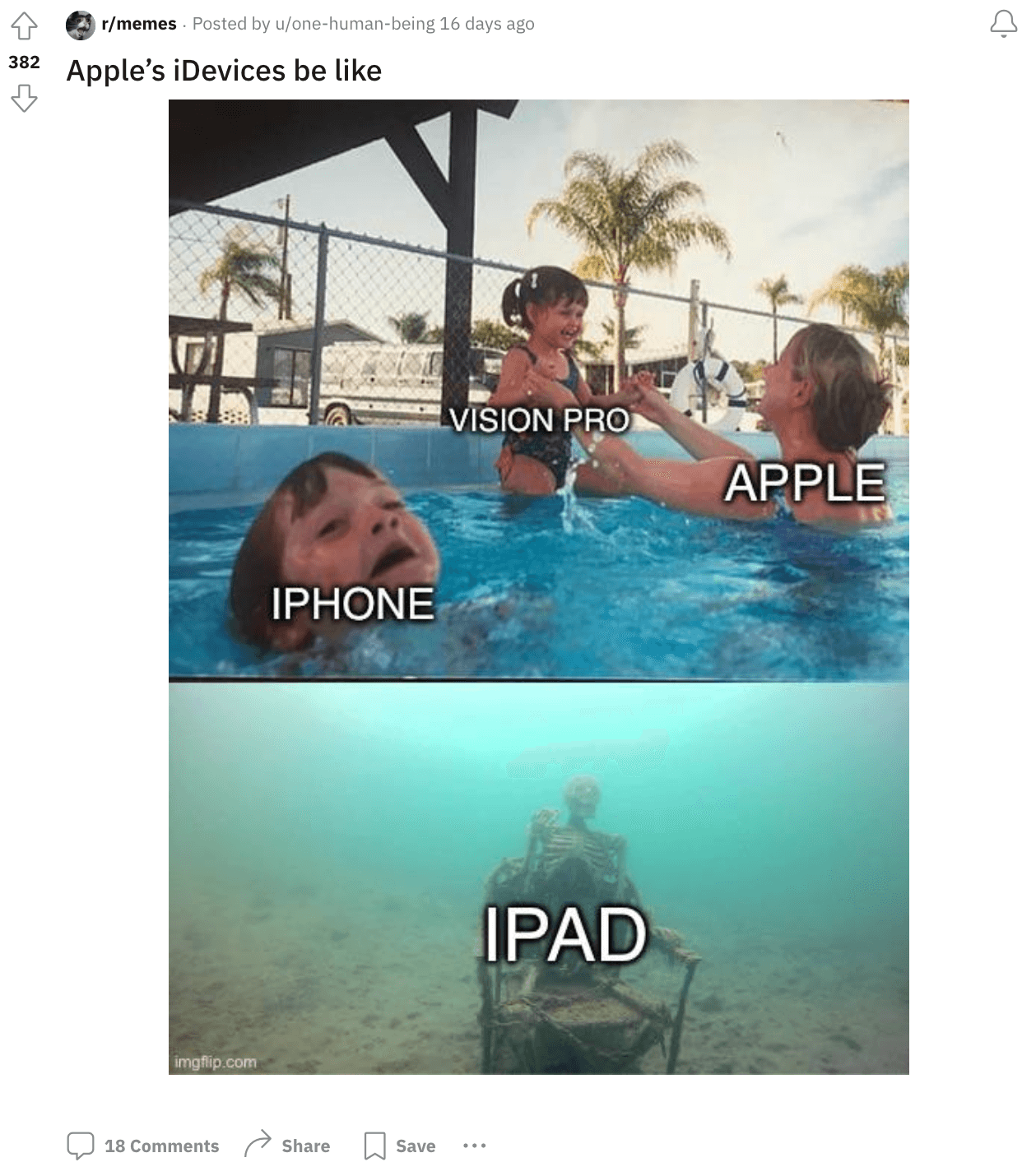 An iDevice-related meme from Reddit