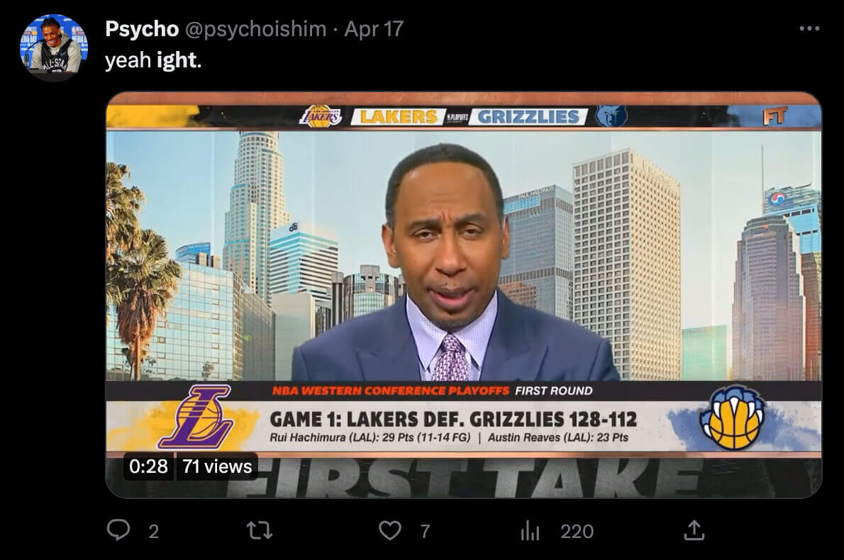 Ight tweet agreeing with Stephen A. Smith