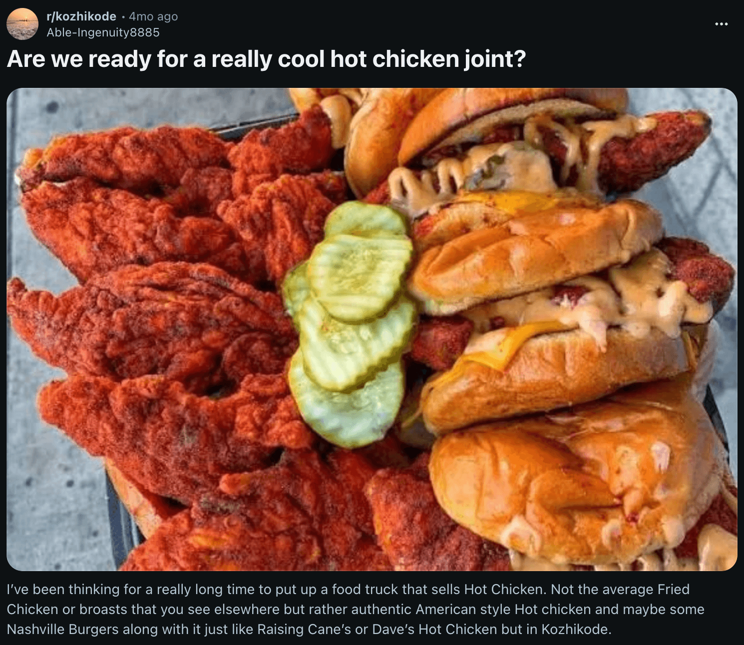 Looking for a really cool hot chicken joint on Reddit