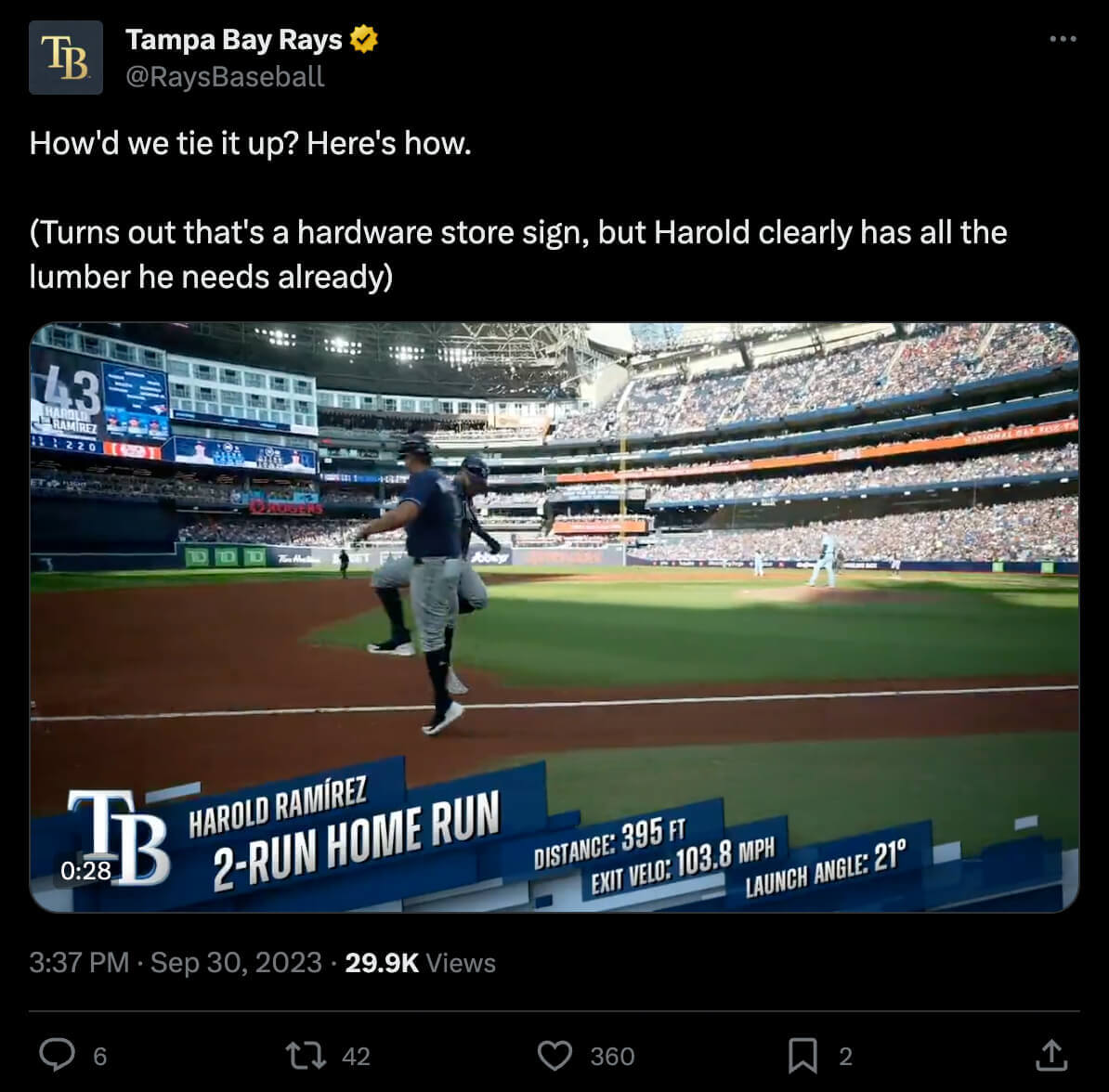 Harold using his lumber for a home run