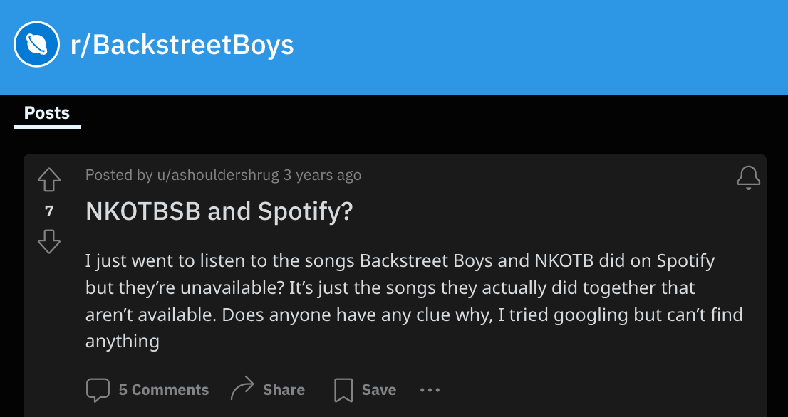 A fan asking about NKOTBSB on Reddit