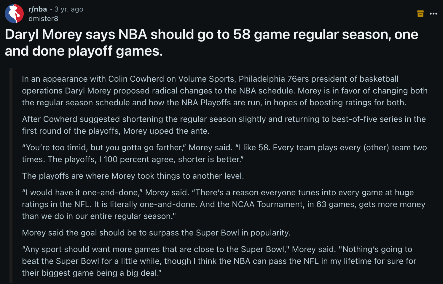 Proposal for one and done NBA playoffs