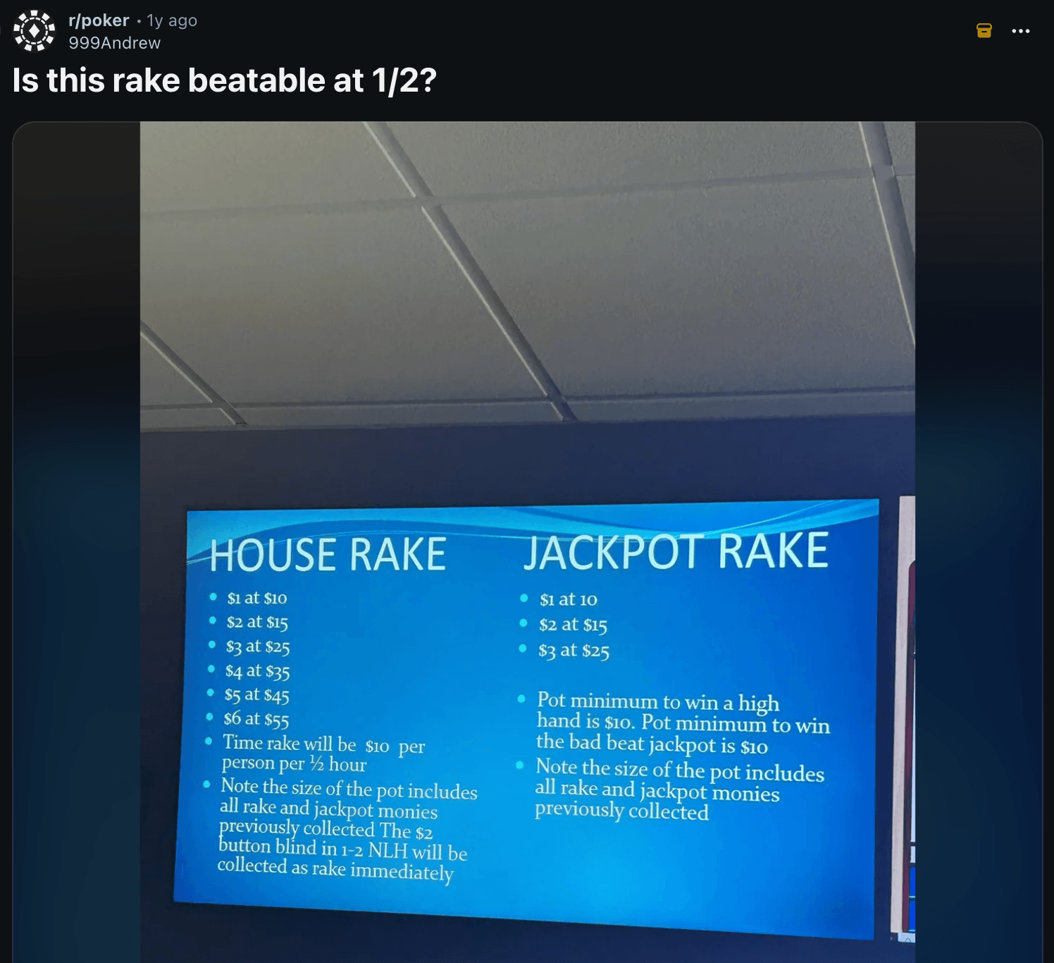 Reddit question about rake rates