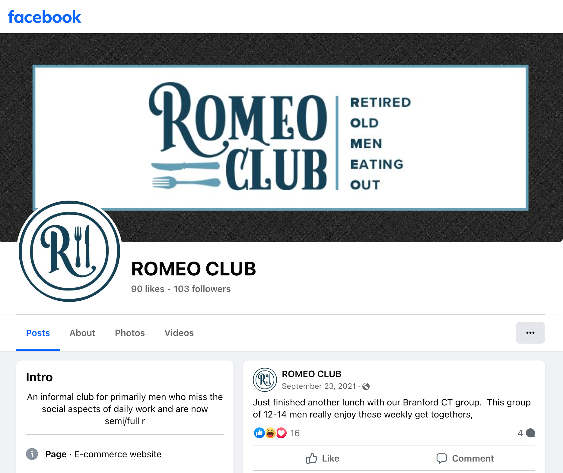 ROMEOClub.com's associated Facebook page