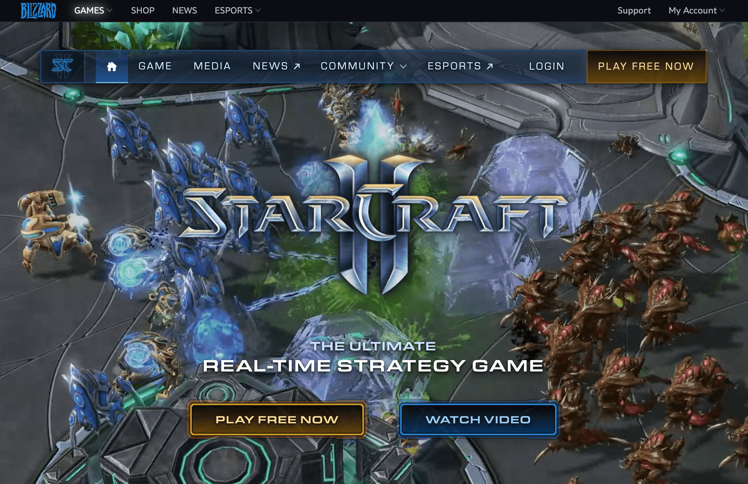 A screenshot from Blizzard's official SC2 website