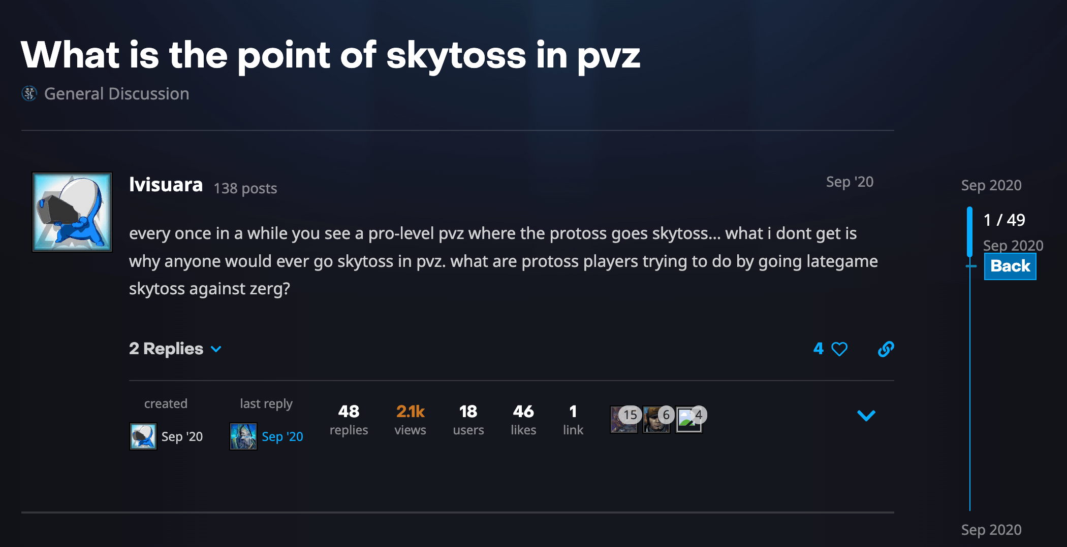 An SC2 player discussing skytoss's merits in Protoss vs. Zerg matchups