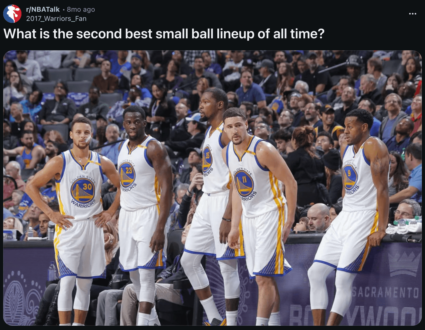 Reddit post about the second best NBA small ball lineup