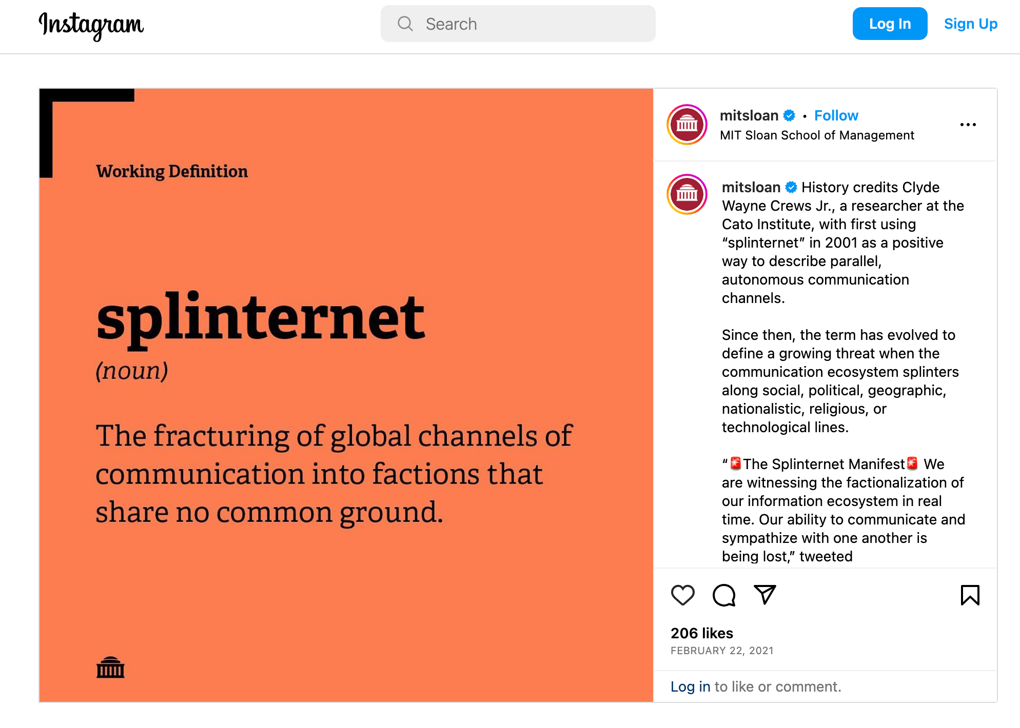 The MIT Sloan School of Management discussing the splinternet on IG