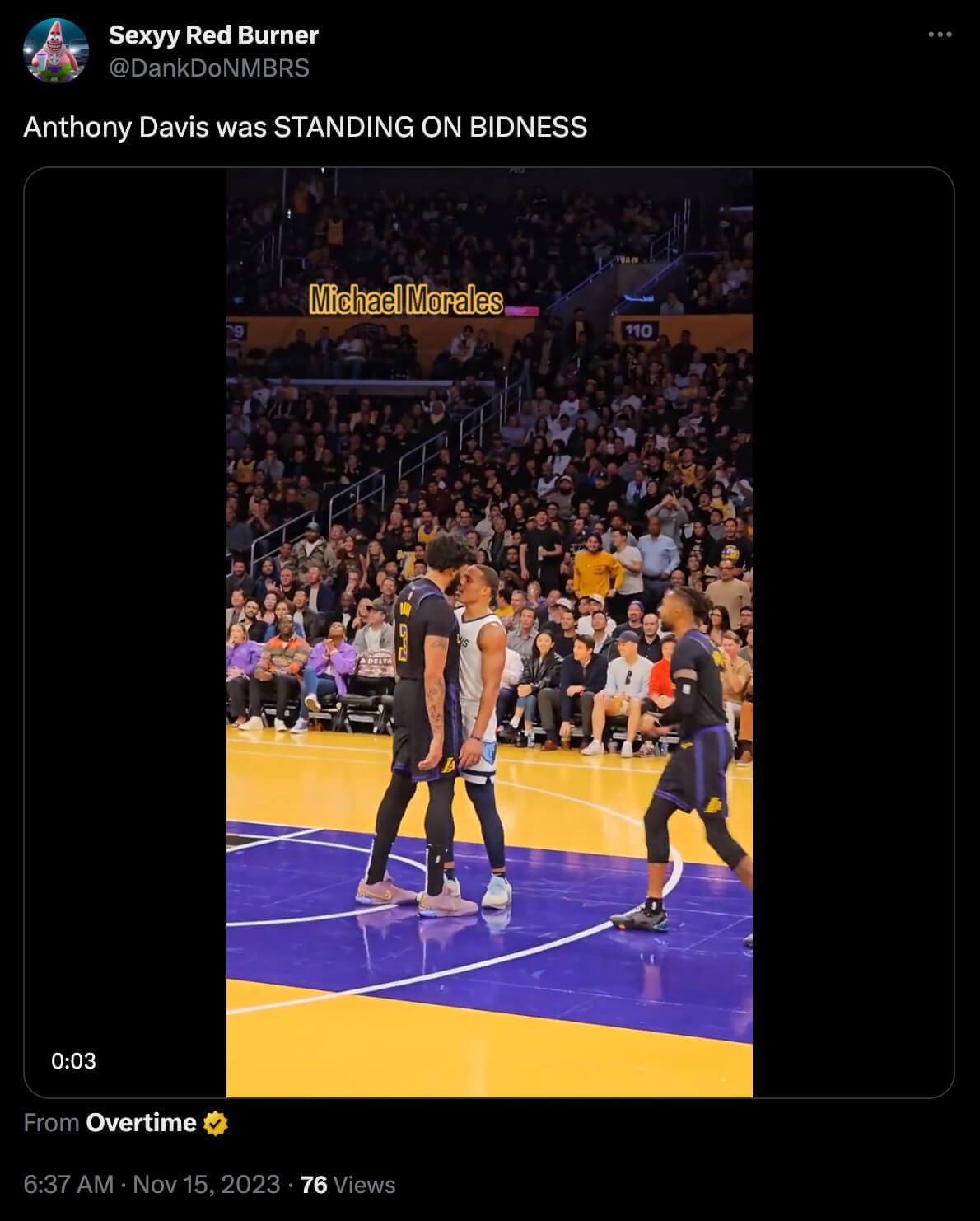 Paot about Anthony Davis standing on bidness
