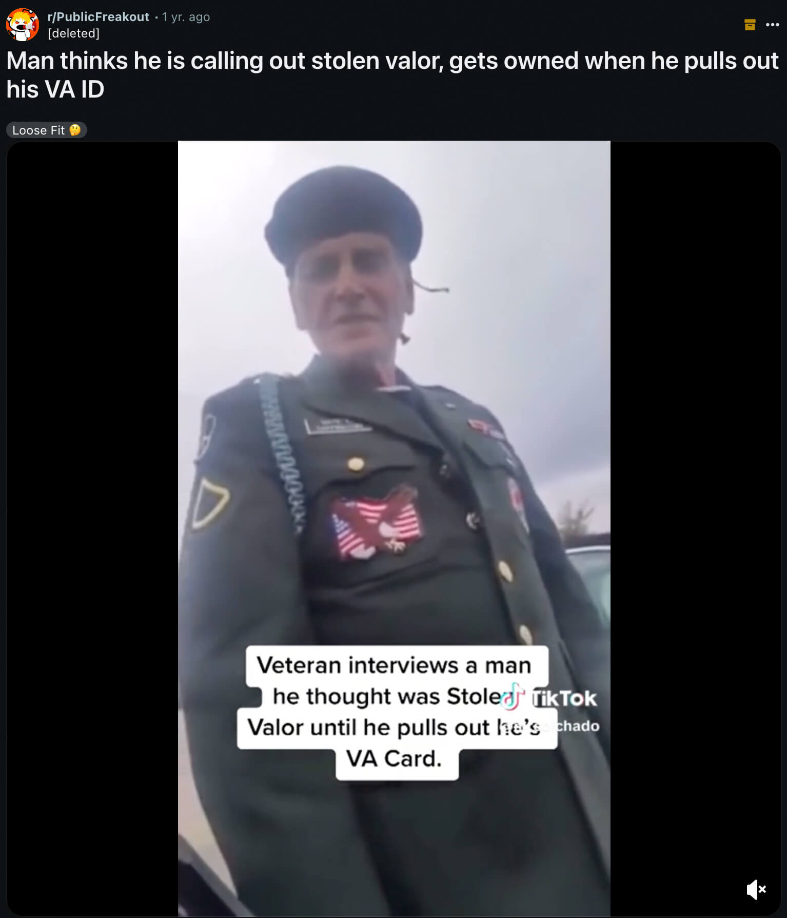 Stolen valor incident shared on Reddit