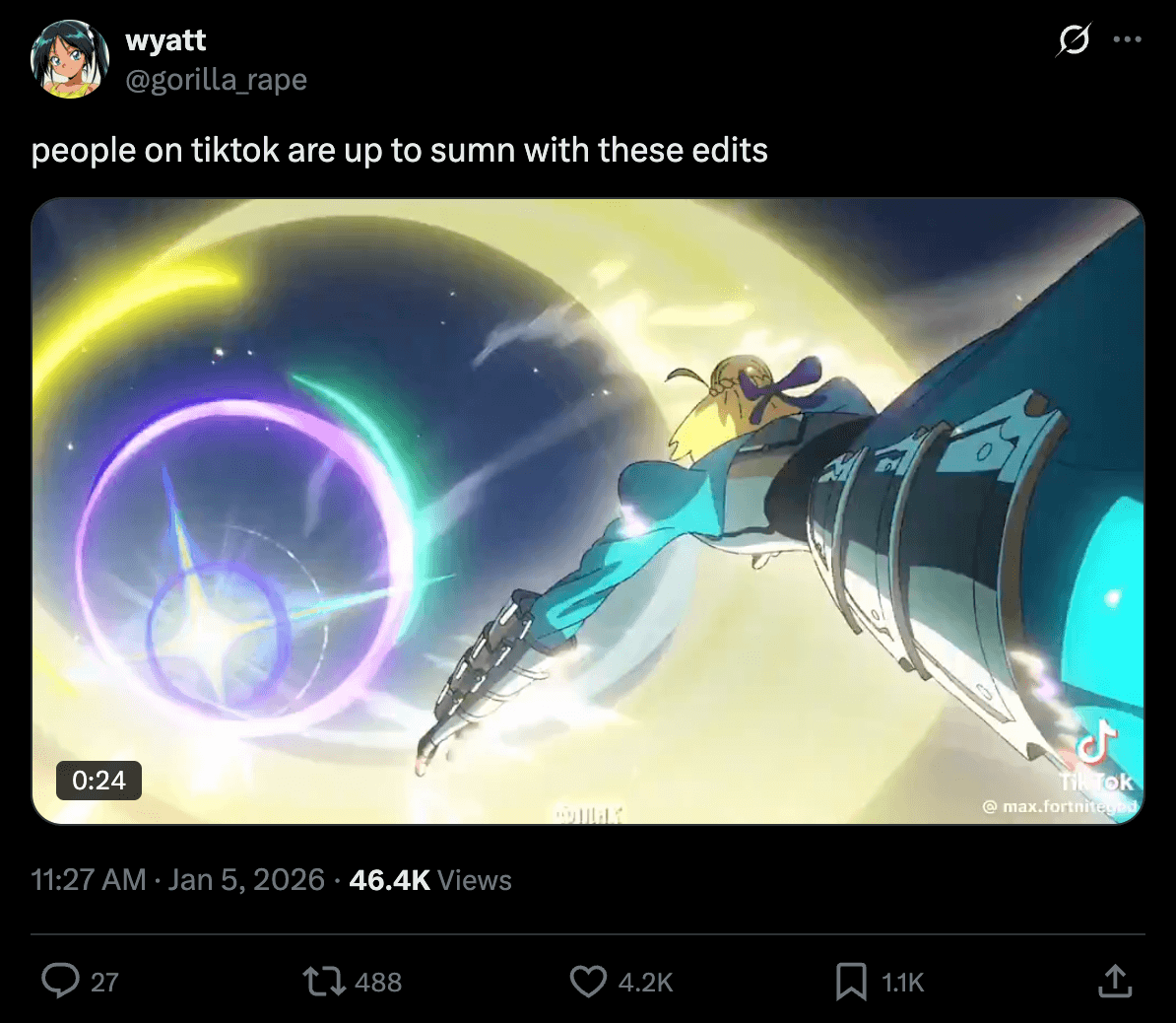 X post about TikTokers who are up to "sumn"