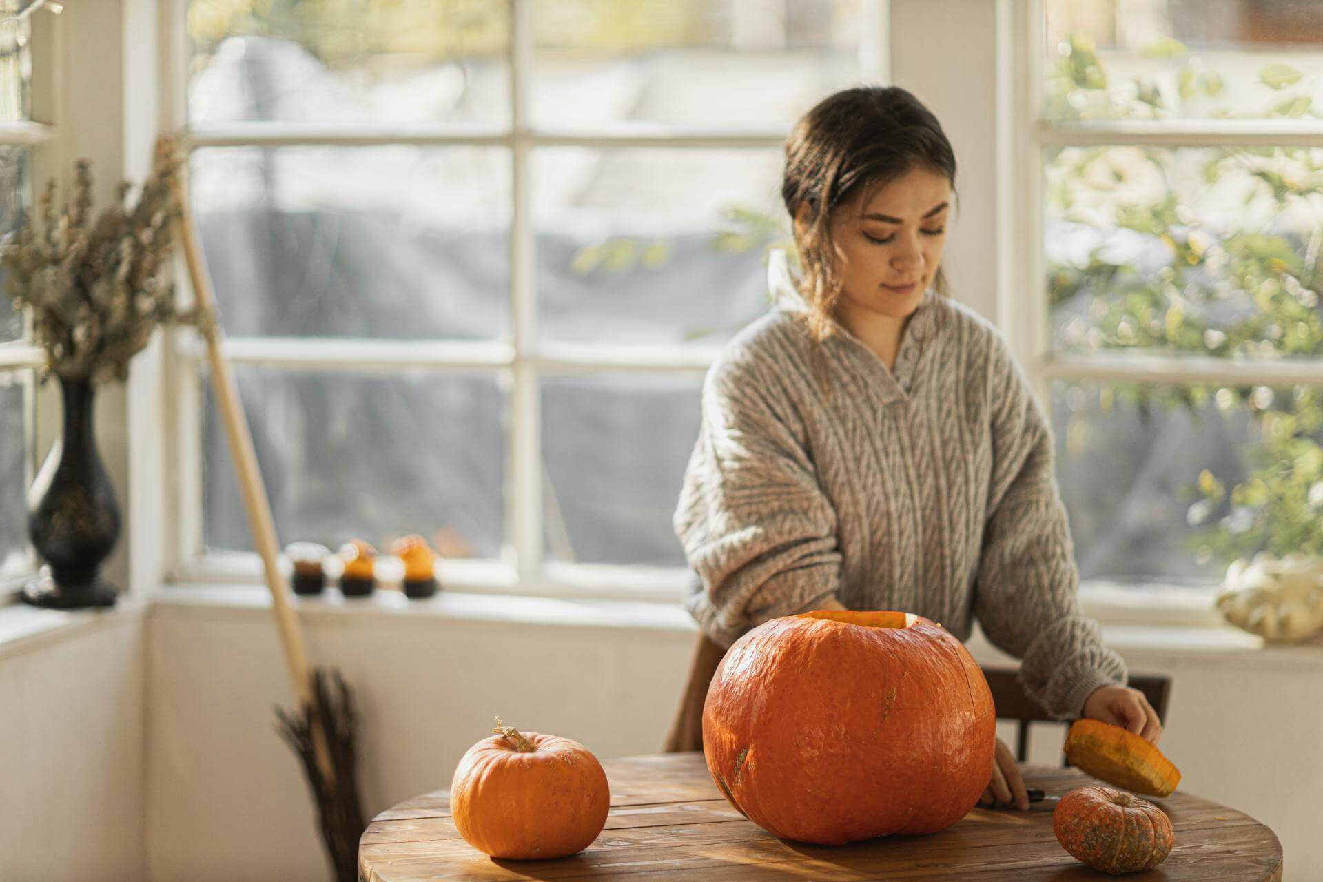 Sweater weather pumpkin carving