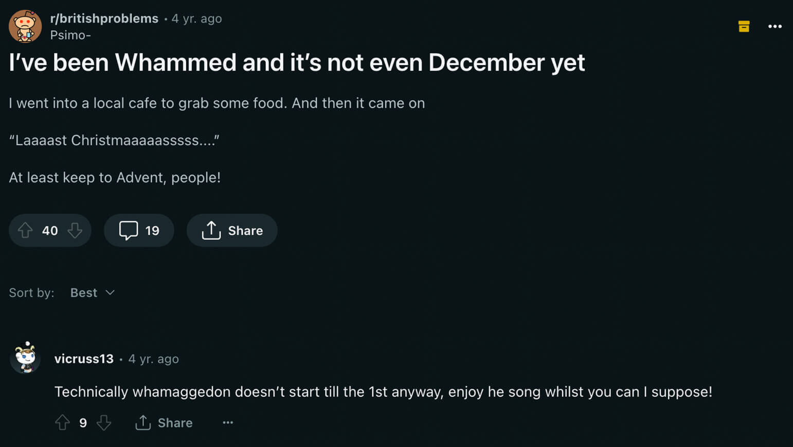 Redditor confessing to getting whammed before December