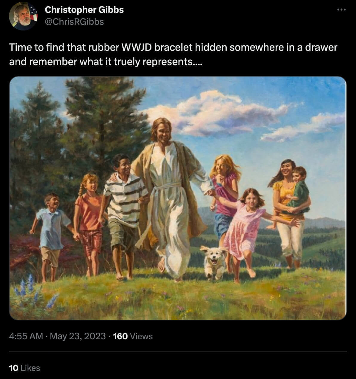 Tweet about the old WWJD bracelet while challenging other Christians