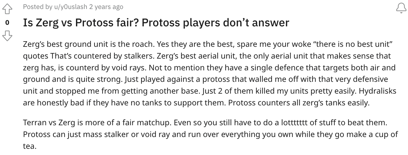 Some Zerg players believe the ZvP matchup is unbalanced
