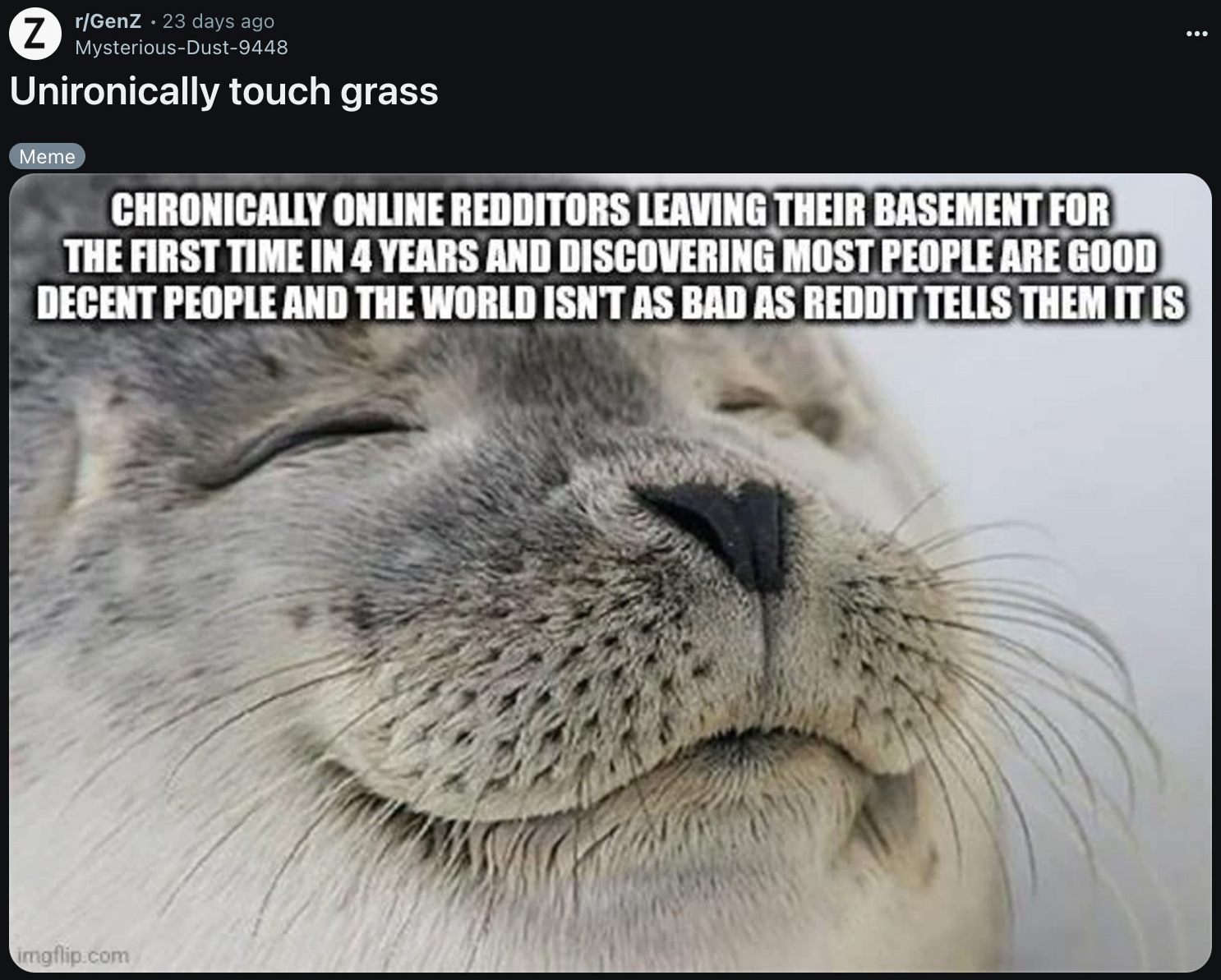 Reddit post encouraging users to touch grass