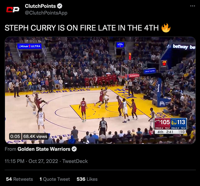 Curry is on fire tweet