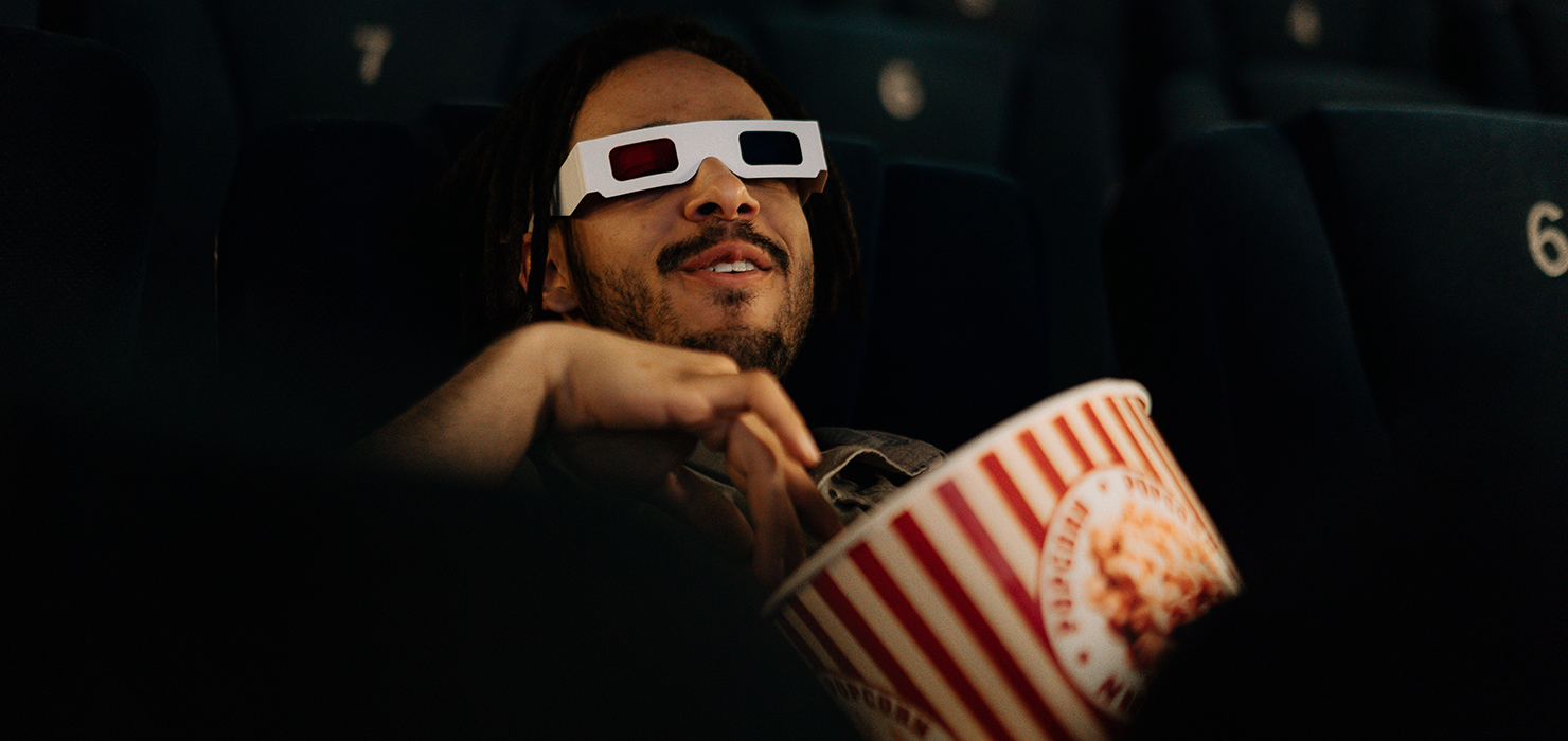 Moviegoer enjoying a blockbuster