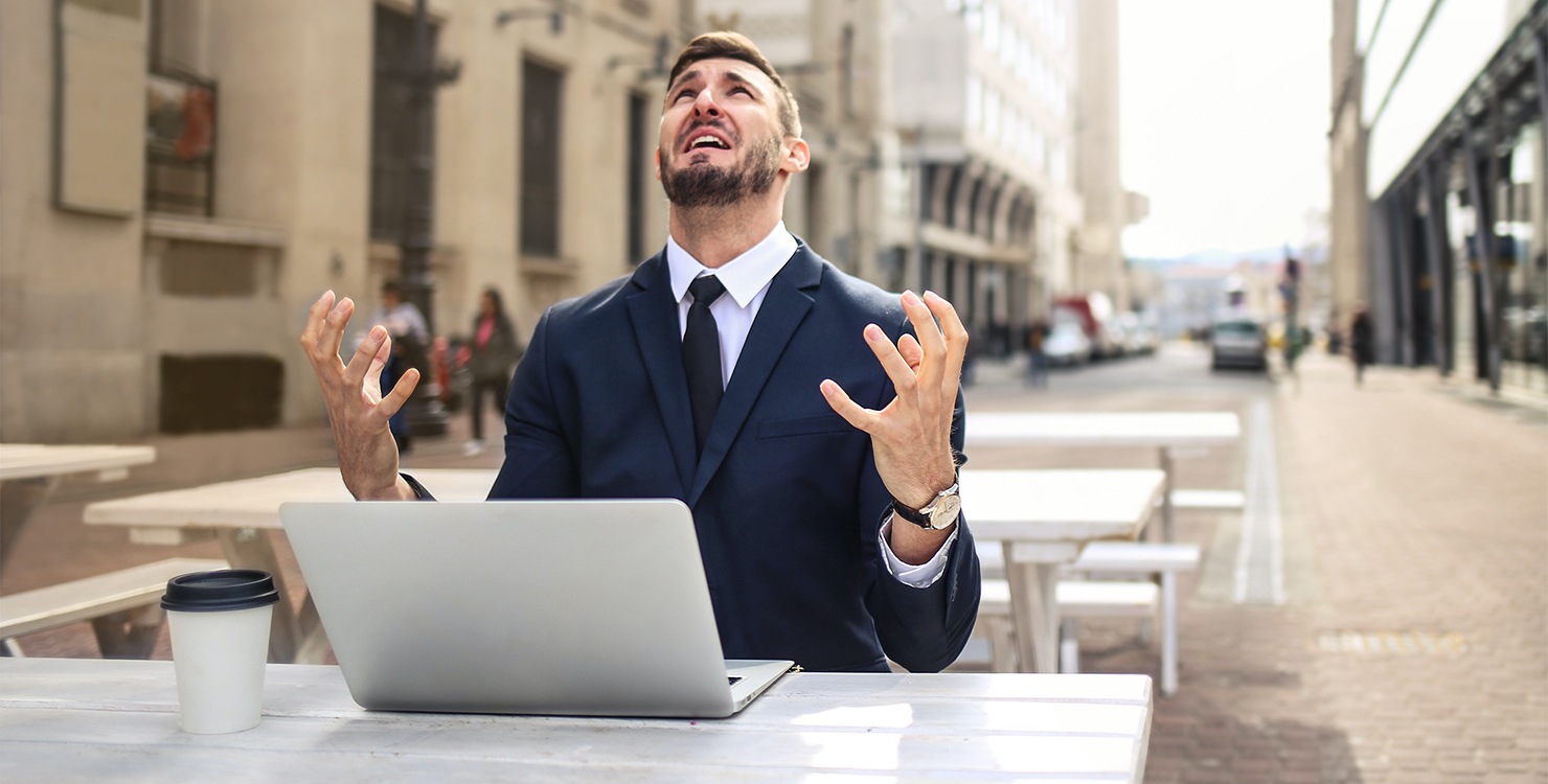 A man frustrated with workplace chat acronyms